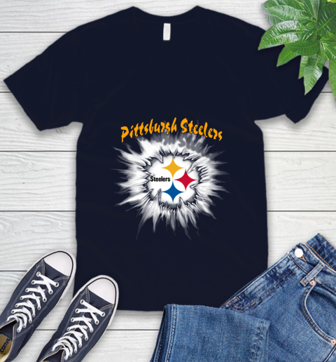 Pittsburgh Steelers NFL Football Adoring Fan Rip Sports V-Neck T-Shirt 2