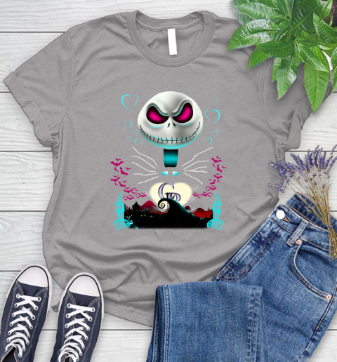 MLB Colorado Rockies Jack Skellington Sally The Nightmare Before Christmas Baseball Women's T-Shirt 5