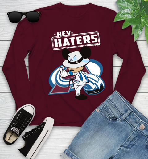 NHL Hey Haters Mickey Hockey Sports Colorado Avalanche Youth Long Sleeve 6