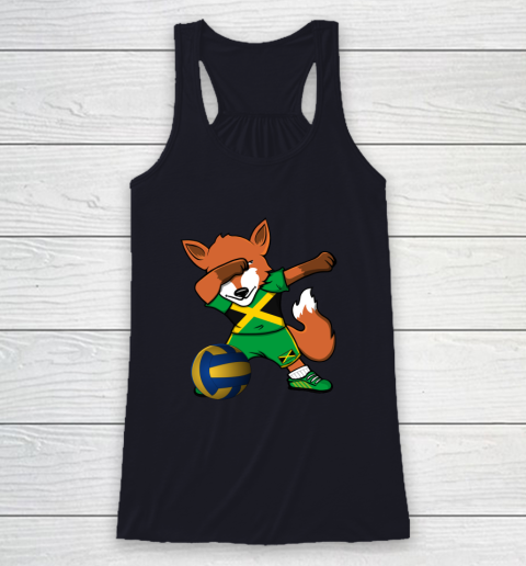 Dabbing Fox Jamaica Volleyball Fans Jersey Jamaican Racerback Tank 8