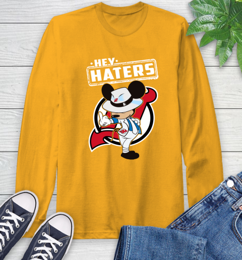 NHL Hey Haters Mickey Hockey Sports New Jersey Devils Long Sleeve T-Shirt 2