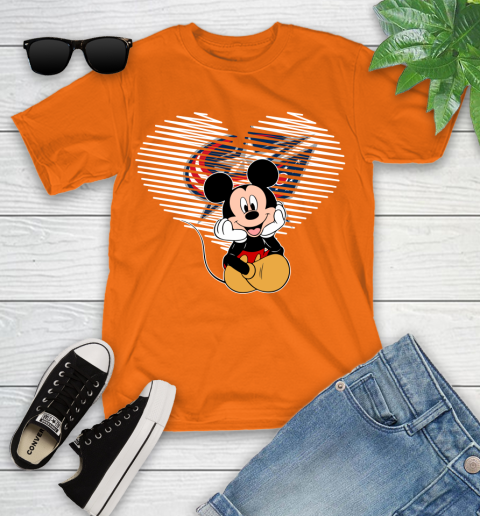 NHL Columbus Blue Jackets Carolina Hurricanes The Heart Mickey Mouse Disney Hockey Youth T-Shirt 9