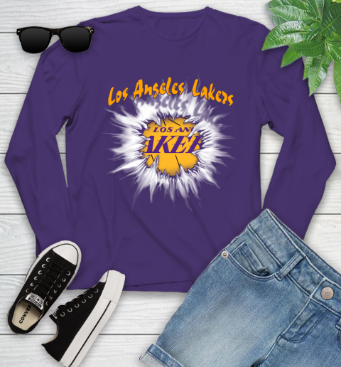 Los Angeles Lakers NBA Basketball Rip Sports Youth Long Sleeve 4