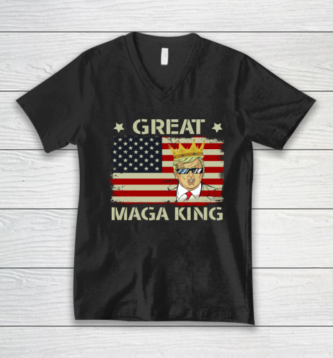 The Great Maga King Funny Donald Trump Maga King V-Neck T-Shirt