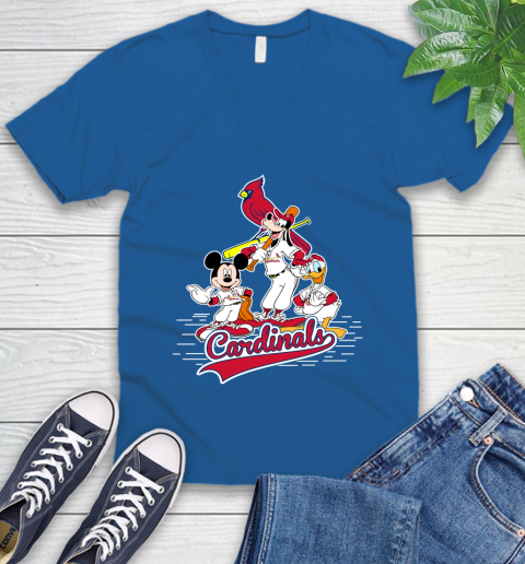 MLB St.Louis Cardinals Mickey Mouse Donald Duck Goofy Baseball T Shirt V-Neck T-Shirt 5