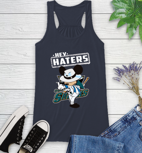 NHL Hey Haters Mickey Hockey Sports San Jose Sharks Racerback Tank 10