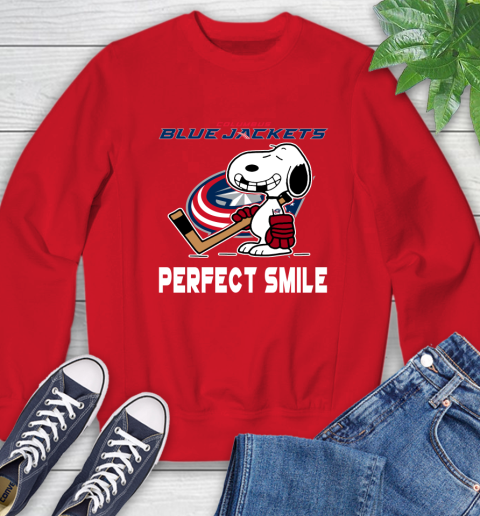 NHL Columbus Blue Jackets Snoopy Perfect Smile The Peanuts Movie Hockey T Shirt Sweatshirt 10