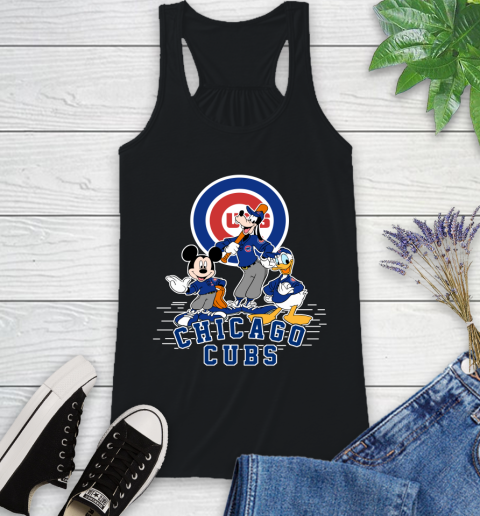 MLB Chicago Cubs Mickey Mouse Donald Duck Goofy Baseball T Shirt Racerback Tank