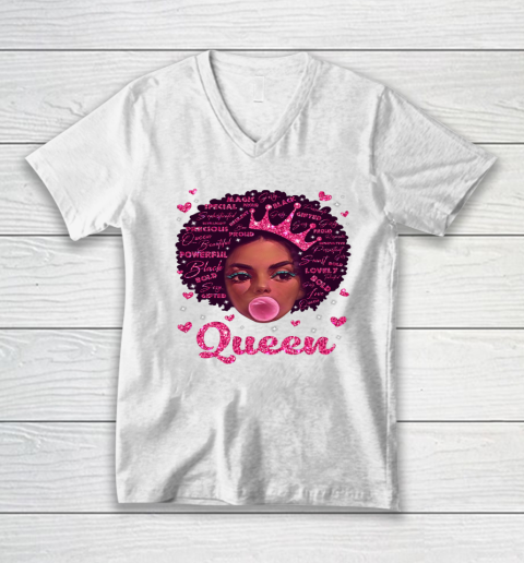 Black Girl, Women Shirt Juneteenth Black Queen Afro Melanin Girl Magic V-Neck T-Shirt