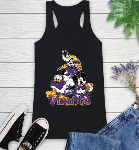NFL Minnesota Vikings Mickey Mouse Donald Duck Goofy Football Shirt Racerback Tank