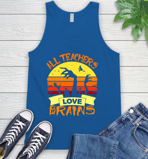 Halloween All Teachers Love Brains Sunset Tank Top 4