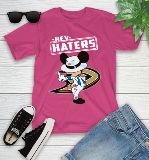 NHL Hey Haters Mickey Hockey Sports Anaheim Ducks Youth T-Shirt 11