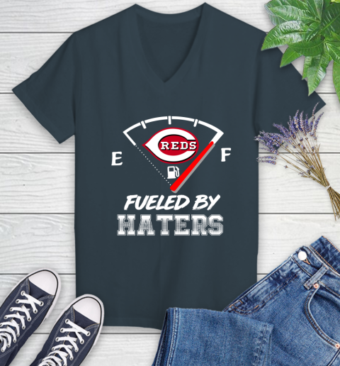 Cincinnati Reds MLB Baseball Fueled By Haters Sports Women's V-Neck T-Shirt 8