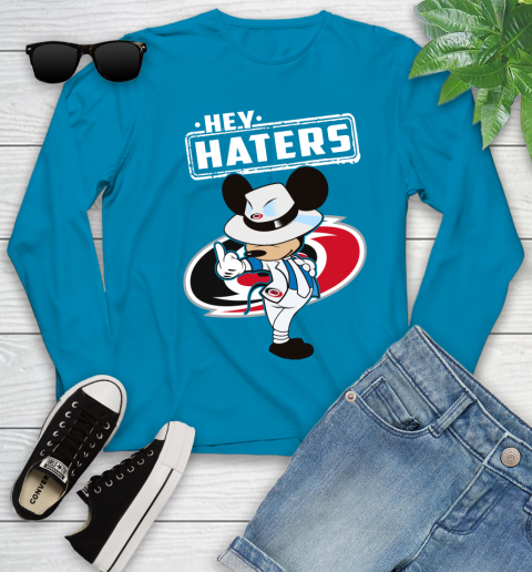 NHL Hey Haters Mickey Hockey Sports Carolina Hurricanes Youth Long Sleeve 8
