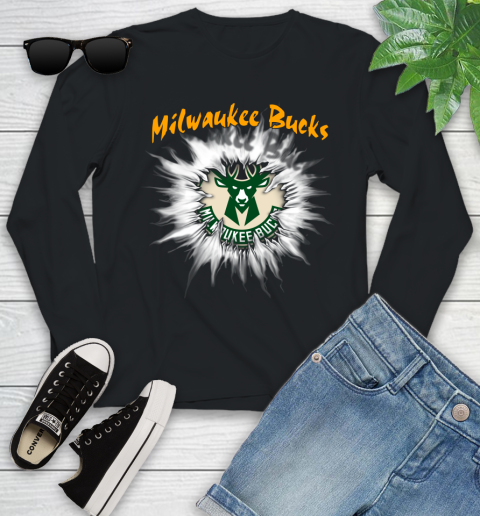 Milwaukee Bucks NBA Basketball Rip Sports Youth Long Sleeve