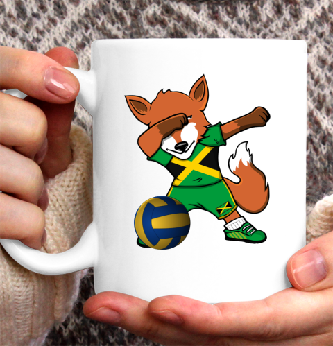 Dabbing Fox Jamaica Volleyball Fans Jersey Jamaican Ceramic Mug 11oz 5