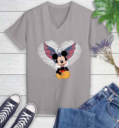 NHL Washington Capitals The Heart Mickey Mouse Disney Hockey Women's V-Neck T-Shirt 4