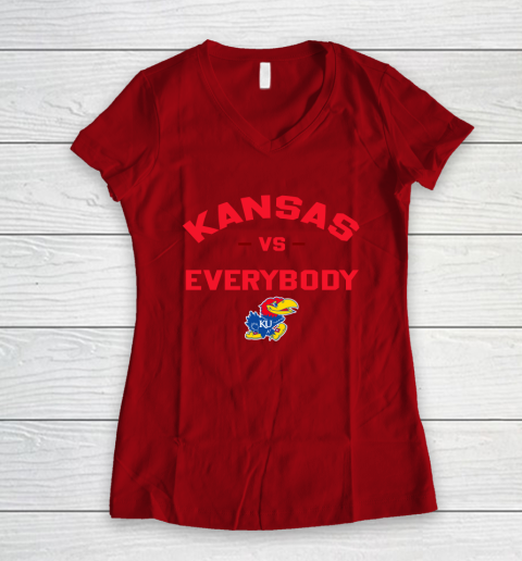 Kansas Jayhawks Vs Everybody Women's V-Neck T-Shirt 5