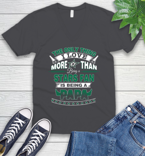 NHL The Only Thing I Love More Than Being A Dallas Stars Fan Is Being A Papa Hockey V-Neck T-Shirt 4