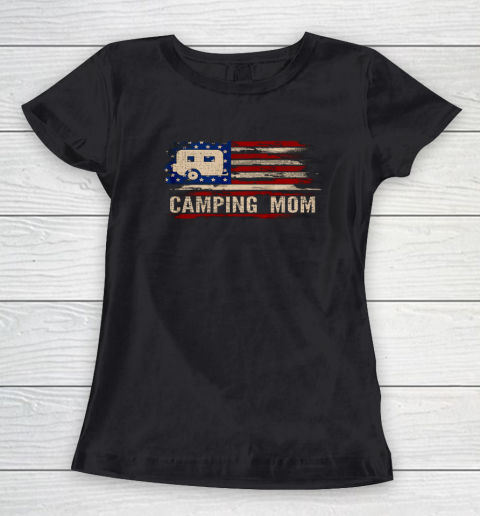 Camper USA Camping Mom American USA Flag Women's T-Shirt