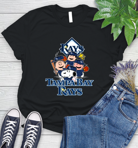 MLB Tampa Bay Rays Snoopy Charlie Brown Woodstock The Peanuts Movie Baseball T Shirt Women's T-Shirt