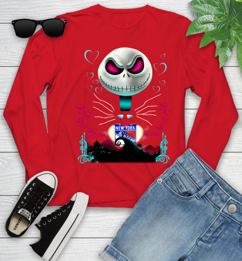NHL New York Rangers Jack Skellington Sally The Nightmare Before Christmas Hockey Youth Long Sleeve 11