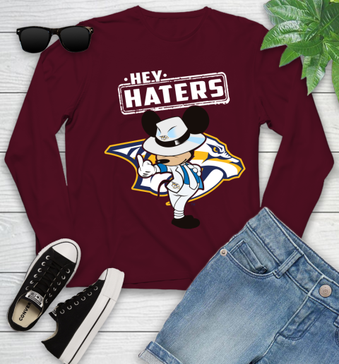 NHL Hey Haters Mickey Hockey Sports Nashville Predators Youth Long Sleeve 6