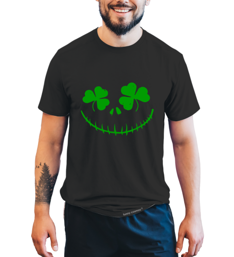 Nightmare Before Christmas T Shirt, Jack Skellington Shamrock Face Tshirt, St Patrick's Day Gifts, Halloween Gifts