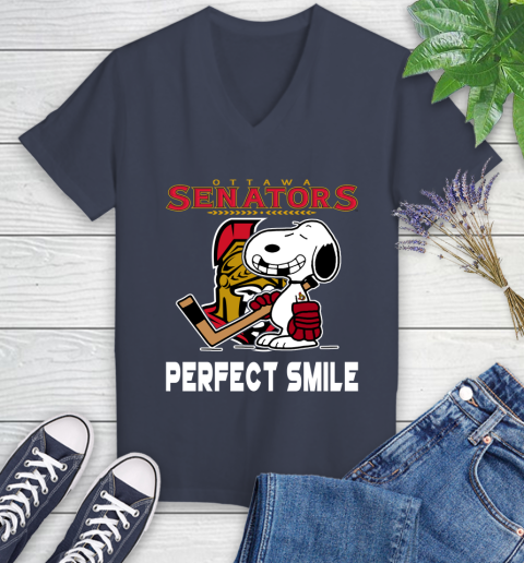 NHL New York Rangers Snoopy Perfect Smile The Peanuts Movie Hockey T Shirt Women's V-Neck T-Shirt 12