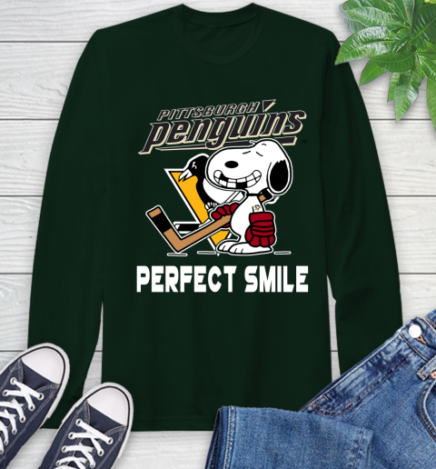 NHL Pittsburgh Penguins Snoopy Perfect Smile The Peanuts Movie Hockey T Shirt Long Sleeve T-Shirt 7