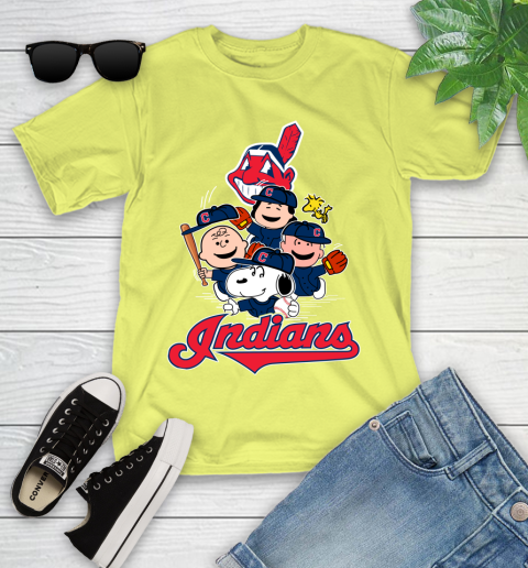 MLB Cleveland Indians Snoopy Charlie Brown Woodstock The Peanuts Movie Baseball  T Shirt - Rookbrand