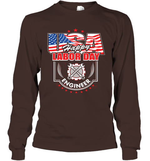 Engineer Happy Labor Day Job Title American Flag Long Sleeve