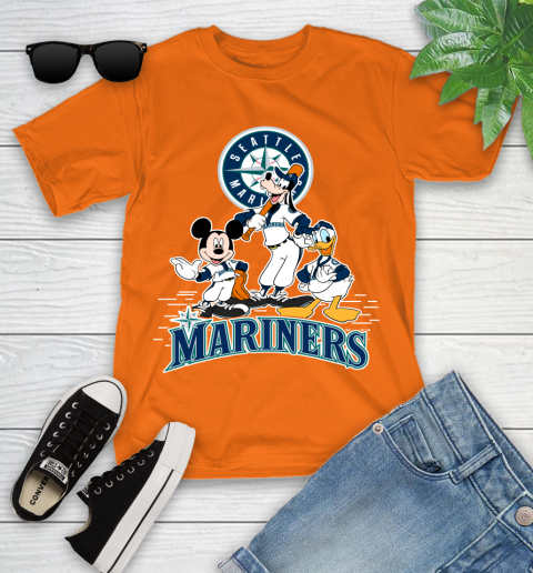 MLB Seattle Mariners Mickey Mouse Donald Duck Goofy Baseball T Shirt Youth T-Shirt 9