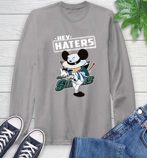 NHL Hey Haters Mickey Hockey Sports San Jose Sharks Long Sleeve T-Shirt 6