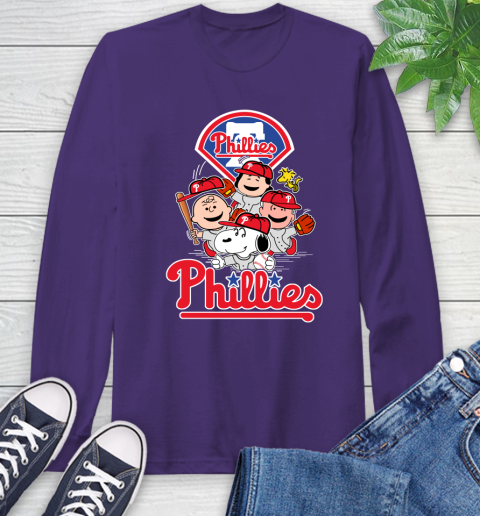 MLB Philadelphia Phillies Snoopy Charlie Brown Woodstock The Peanuts Movie Baseball T Shirt_000 Long Sleeve T-Shirt 5