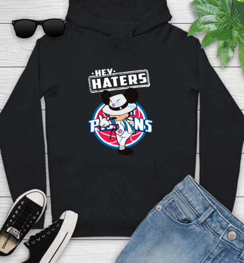 NBA Hey Haters Mickey Basketball Sports Detroit Pistons Youth Hoodie