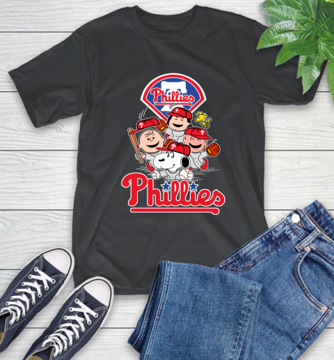 MLB Philadelphia Phillies Snoopy Charlie Brown Woodstock The Peanuts Movie Baseball T Shirt_000 T-Shirt