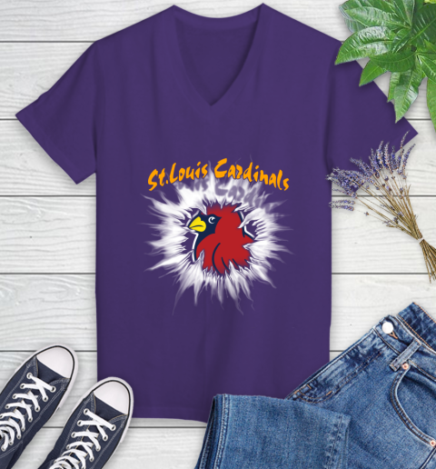 St.Louis Cardinals MLB Baseball Adoring Fan Rip Sports Women's V-Neck T-Shirt 3