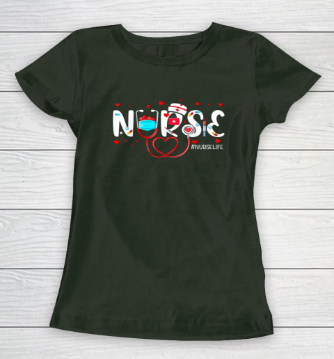 Nurse Cute Valentine's Day Valentine Heart Nurse Stethoscope Women's T-Shirt 3