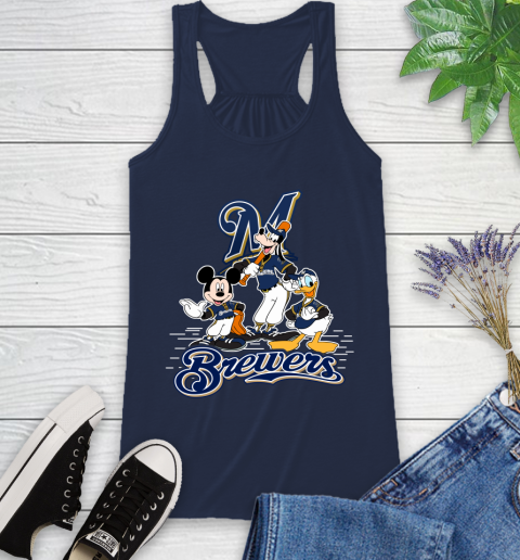 MLB Milwaukee Brewers Mickey Mouse Donald Duck Goofy Baseball T Shirt Racerback Tank 9