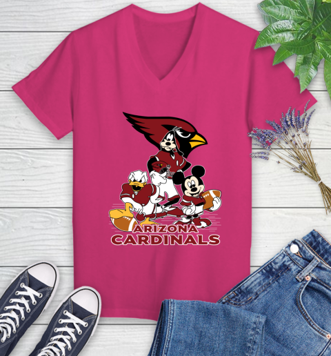 NFL Arizona Cardinals Mickey Mouse Donald Duck Goofy Football Shirt Women's V-Neck T-Shirt 9