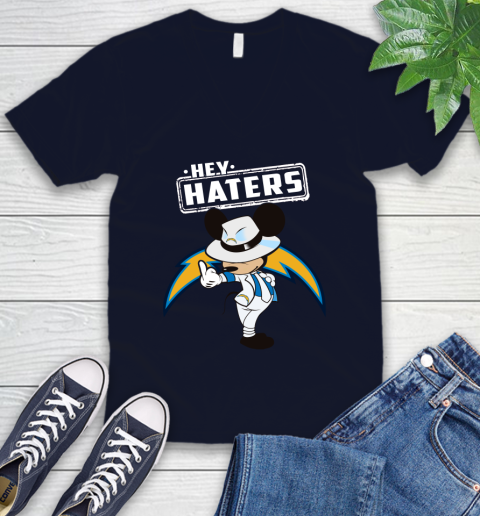 NFL Hey Haters Mickey Football Sports Los Angeles Chargers V-Neck T-Shirt 2