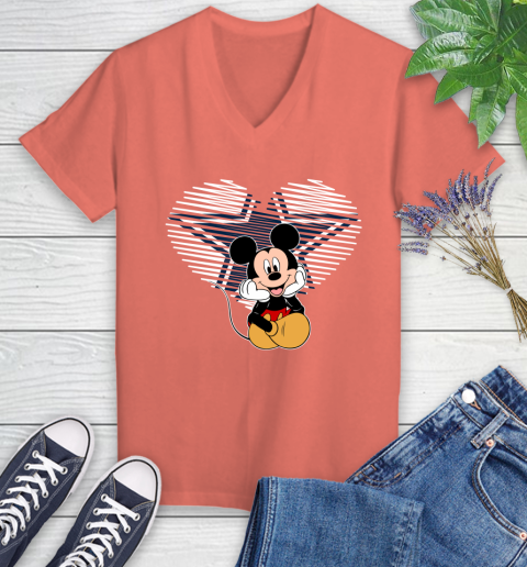 NFL Dallas Cowboys The Heart Mickey Mouse Disney Football T Shirt_000 Women's V-Neck T-Shirt 6