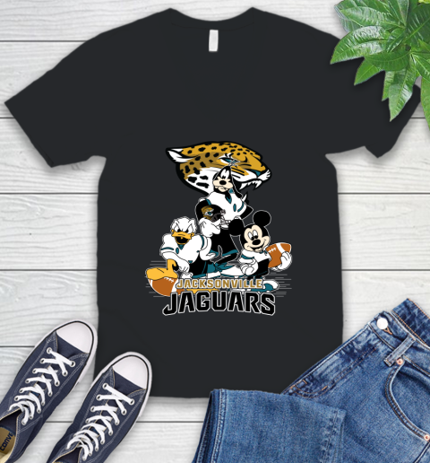 NFL Jacksonville Jaguars Mickey Mouse Donald Duck Goofy Football Shirt V-Neck T-Shirt