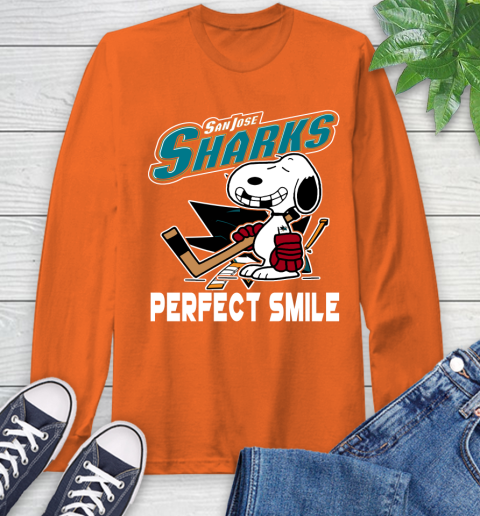 NHL San Jose Sharks Snoopy Perfect Smile The Peanuts Movie Hockey T Shirt Long Sleeve T-Shirt 4