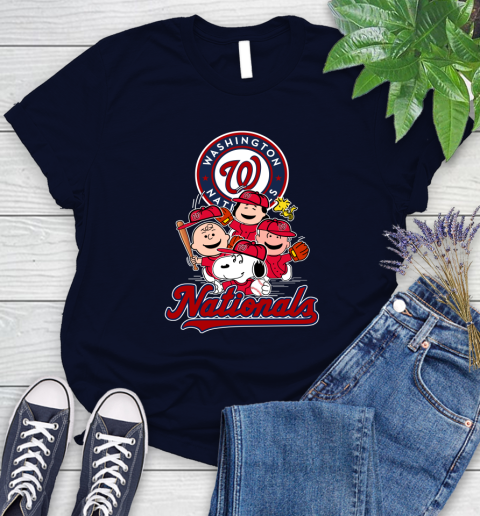 MLB Washington Nationals Snoopy Charlie Brown Woodstock The Peanuts Movie Baseball T Shirt_000 Women's T-Shirt 2