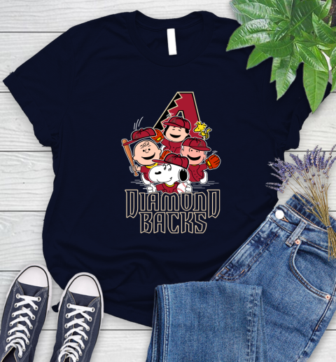 MLB Arizona Diamondbacks Snoopy Charlie Brown Woodstock The Peanuts Movie Baseball T Shirt_000 Women's T-Shirt 2