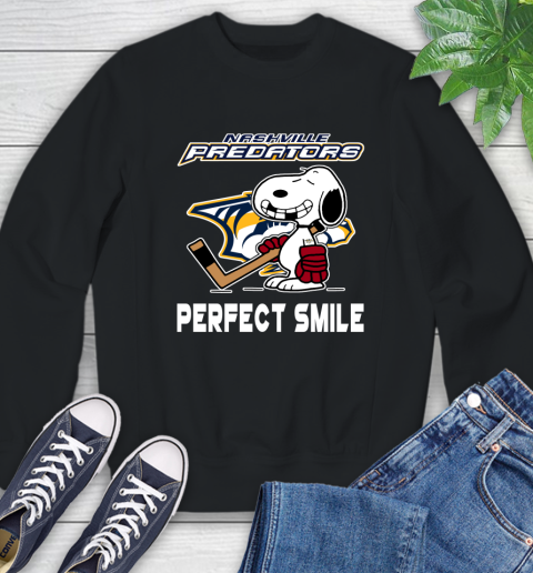 NHL Nashville Predators Snoopy Perfect Smile The Peanuts Movie Hockey T Shirt Sweatshirt
