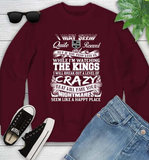 Los Angeles Kings NHL Hockey Don't Mess With Me While I'm Watching My Team Youth Sweatshirt 4