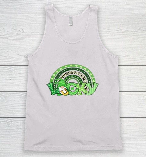Cute Rainbow Gnome Lucky Shamrock Clover St Patrick's Day Tank Top